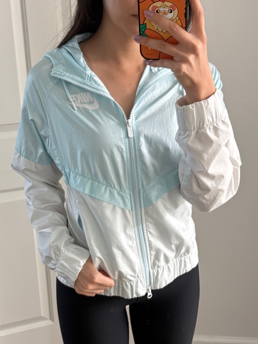 Nike Women's Light Blue and White Windbreaker Jacket XS